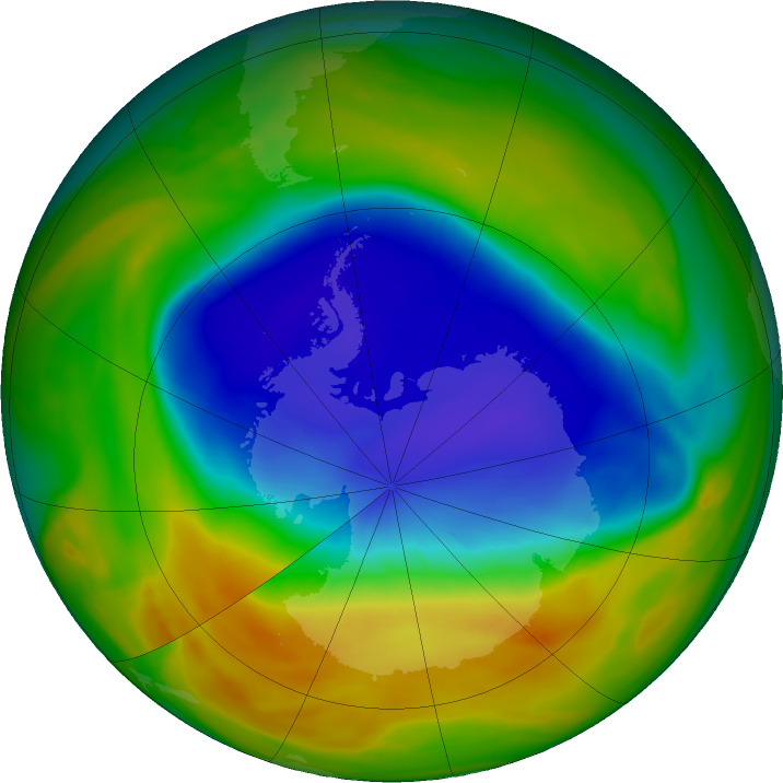 Antarctic ozone map for 21 October 2017